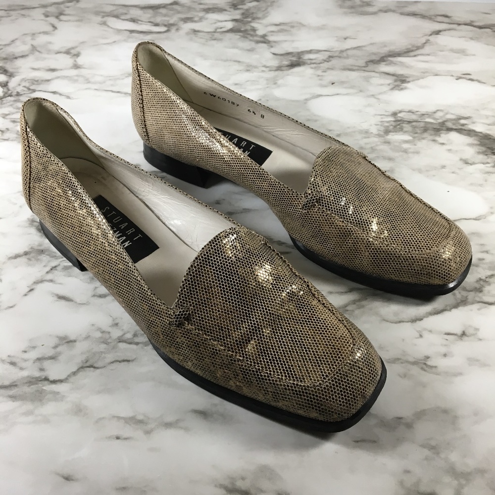 Vintage Stuart Weitzman Snake Skin Square Toe Shoe